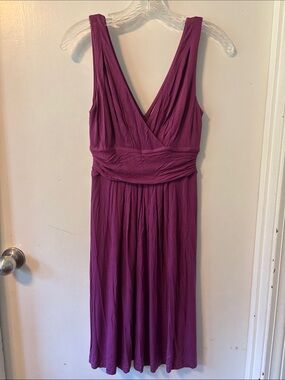 LOFT Sleeveless V-Neck Midi Dress in Plum